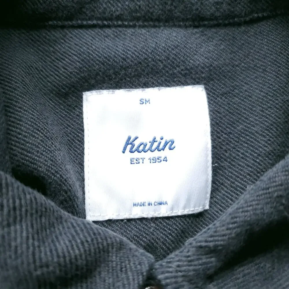 Katin Button Up Flannel Shirt Men S Dark Green‎ Gray Long Sleeve Outdoor